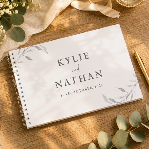 Personalised Botanical Design Off White Wedding Guest Book