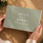 Personalised Botanical Design Sage Green Wedding Guest Book - Image 5