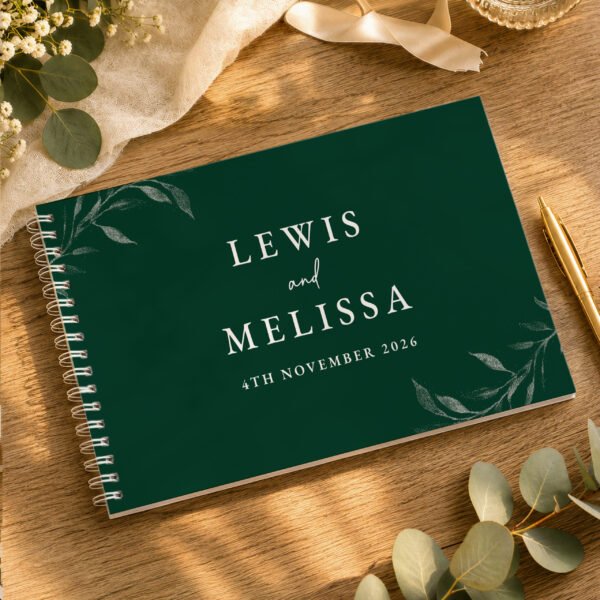 Personalised Botanical Design Evergreen Wedding Guest Book