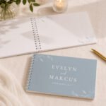 Personalised Botanical Design Baby Blue Wedding Guest Book - Image 3