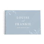 Personalised Botanical Design Baby Blue Wedding Guest Book - Image 6