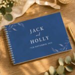 Personalised Botanical Design Cobalt Blue Wedding Guest Book