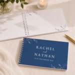 Personalised Botanical Design Cobalt Blue Wedding Guest Book - Image 3