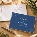 Personalised Botanical Design Cobalt Blue Wedding Guest Book - Image 4