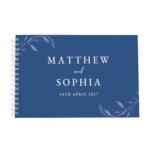 Personalised Botanical Design Cobalt Blue Wedding Guest Book - Image 6