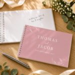 Personalised Botanical Design Soft Pink Wedding Guest Book - Image 4