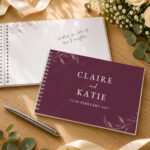 Personalised Botanical Design Plum Wedding Guest Book - Image 4