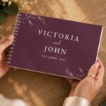 Personalised Botanical Design Plum Wedding Guest Book - Image 5