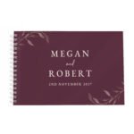 Personalised Botanical Design Plum Wedding Guest Book - Image 6