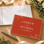 Personalised Botanical Design Burnt Orange Wedding Guest Book - Image 4