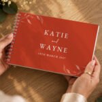 Personalised Botanical Design Burnt Orange Wedding Guest Book - Image 5