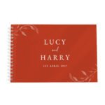 Personalised Botanical Design Burnt Orange Wedding Guest Book - Image 6