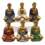 Ancient Wisdom Set of 6 Gold Mini Buddha Statues (Assorted Colours)