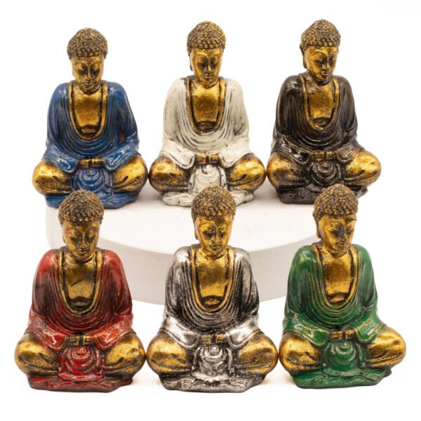 Ancient Wisdom Set of 6 Gold Mini Buddha Statues (Assorted Colours)