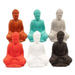 Ancient Wisdom Set of 6 Colourful Mini Buddha Statues For Meditation & Focus