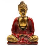 Ancient Wisdom Medium Red & Gold Hand Painted Resin Buddha Figurine