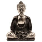Ancient Wisdom Medium Black & Grey Hand Painted Resin Buddha Figurine