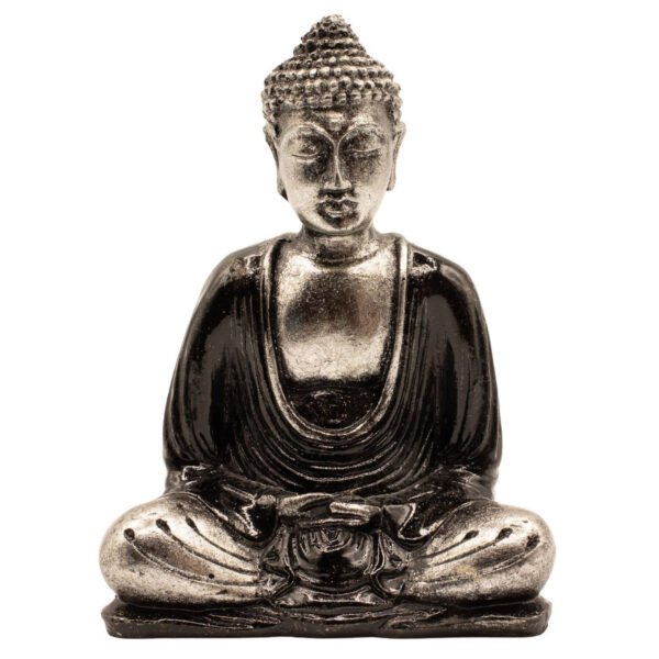 Ancient Wisdom Medium Black & Grey Hand Painted Resin Buddha Figurine