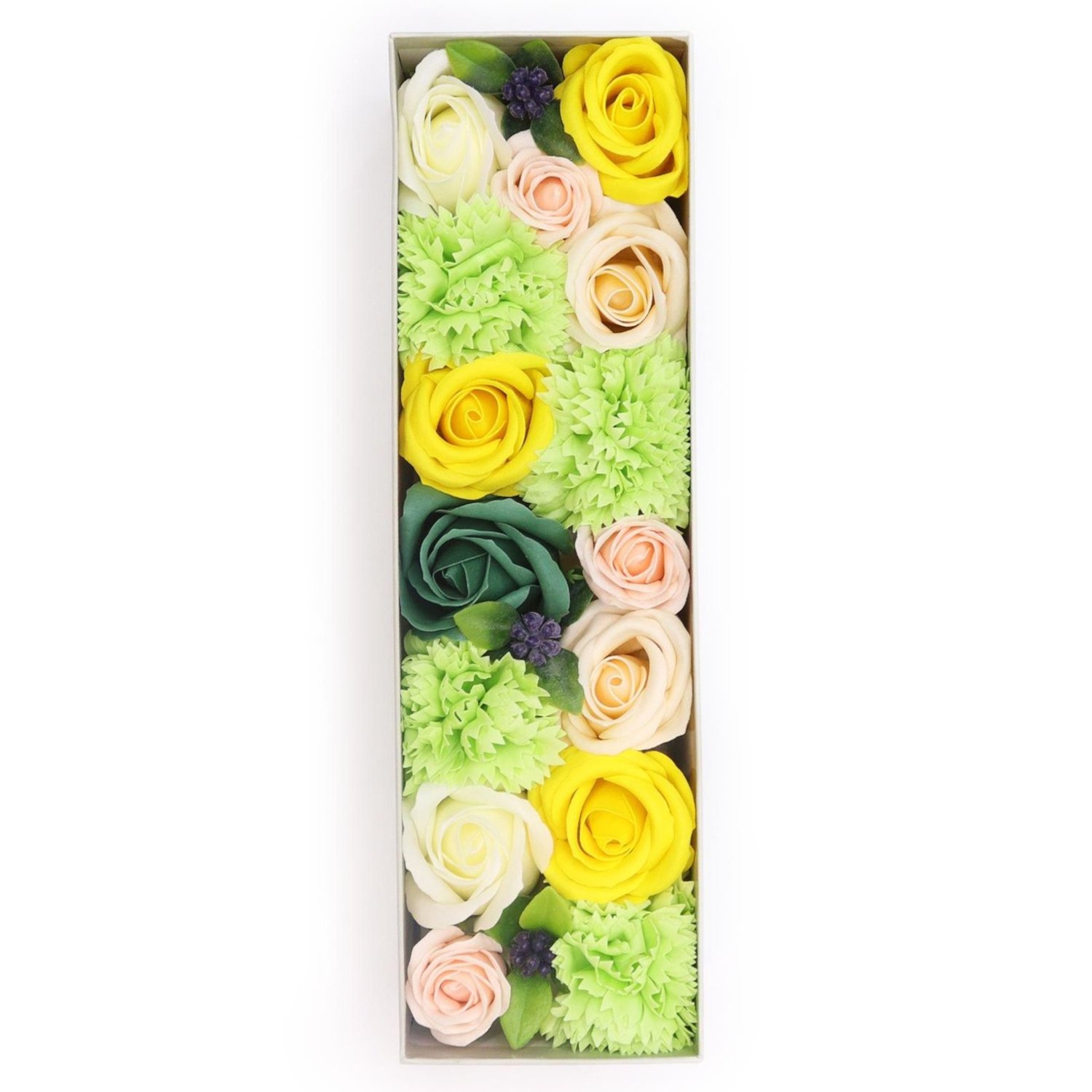 SFBX-18 Ancient Wisdom Soap Yellow & Greens Spring Celibrations Flowers Long Gift Box Ancient Wisdom Soap Yellow & Greens Spring Celibrations Flowers Long Gift Box - Image 1