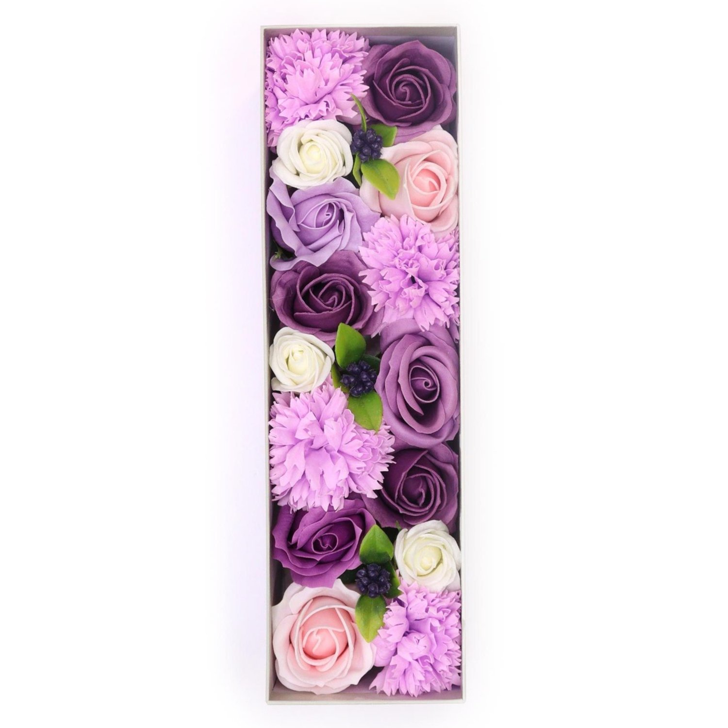SFBX-21 Ancient Wisdom Soap Lavender Rose & Carnation Flowers Long Gift Box Ancient Wisdom Soap Lavender Rose & Carnation Flowers Long Gift Box - Image 1