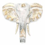 Ancient Wisdom Large Gold & Whitewash Wooden Elephant Head
