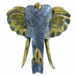 Ancient Wisdom Large Gold & Grey Wooden Elephant Head