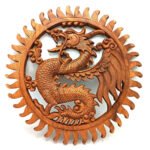 Ancient Wisdom 40cm Dragon Design Decorative Wooden Panel
