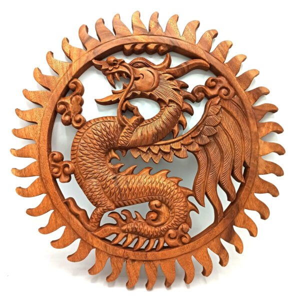 Ancient Wisdom 40cm Dragon Design Decorative Wooden Panel