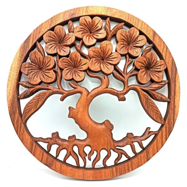 Ancient Wisdom 40cm Tree of Life Frangipani Decorative Wooden Panel