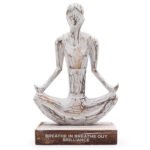 Ancient Wisdom Wooden Yoga Lady Figurine (Easy Pose) – Whitewash – Breathe In Breathe Out Brilliance