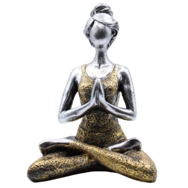 Ancient Wisdom Elegant Silver & Gold 24cm Yoga Lady Figurine