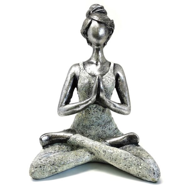 Ancient Wisdom Elegant Silver & White 24cm Yoga Lady Figurine