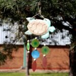 Ancient Wisdom Aqua Turtle Carving & Copis Drop Wind Chime