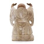 Ancient Wisdom 40cm Whitewash Suar Wood Happy Buddha Hands Up Statue - Image 2