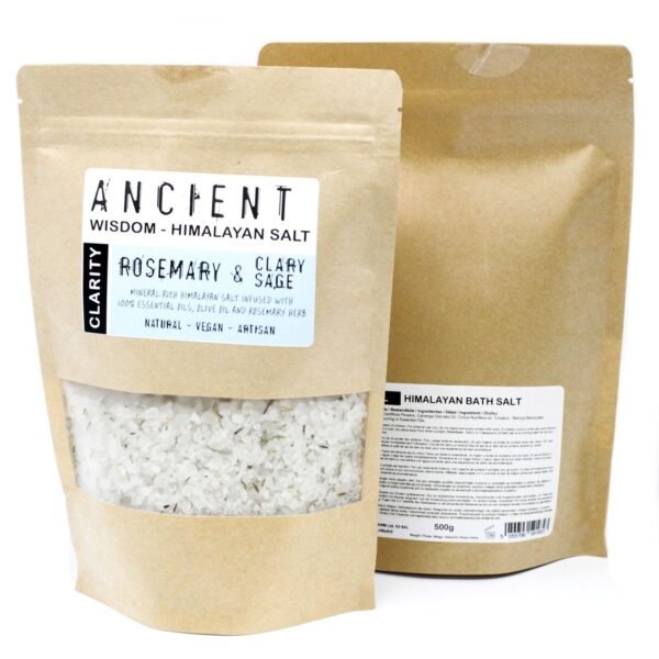 Ancient Wisdom Rosemary & Clary Sage Himalayan Bath Salt Blend 500g – Clarity