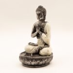 Ancient Wisdom Medium Bali Hand Painted Buddha Candle Holder - White - Image 6