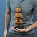 Ancient Wisdom Handcrafted Suar Wood Yoga Cat – One Leg - Image 2