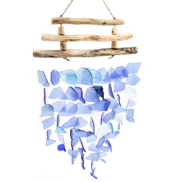Ancient Wisdom Blue Glass Three Stick Wind Chime