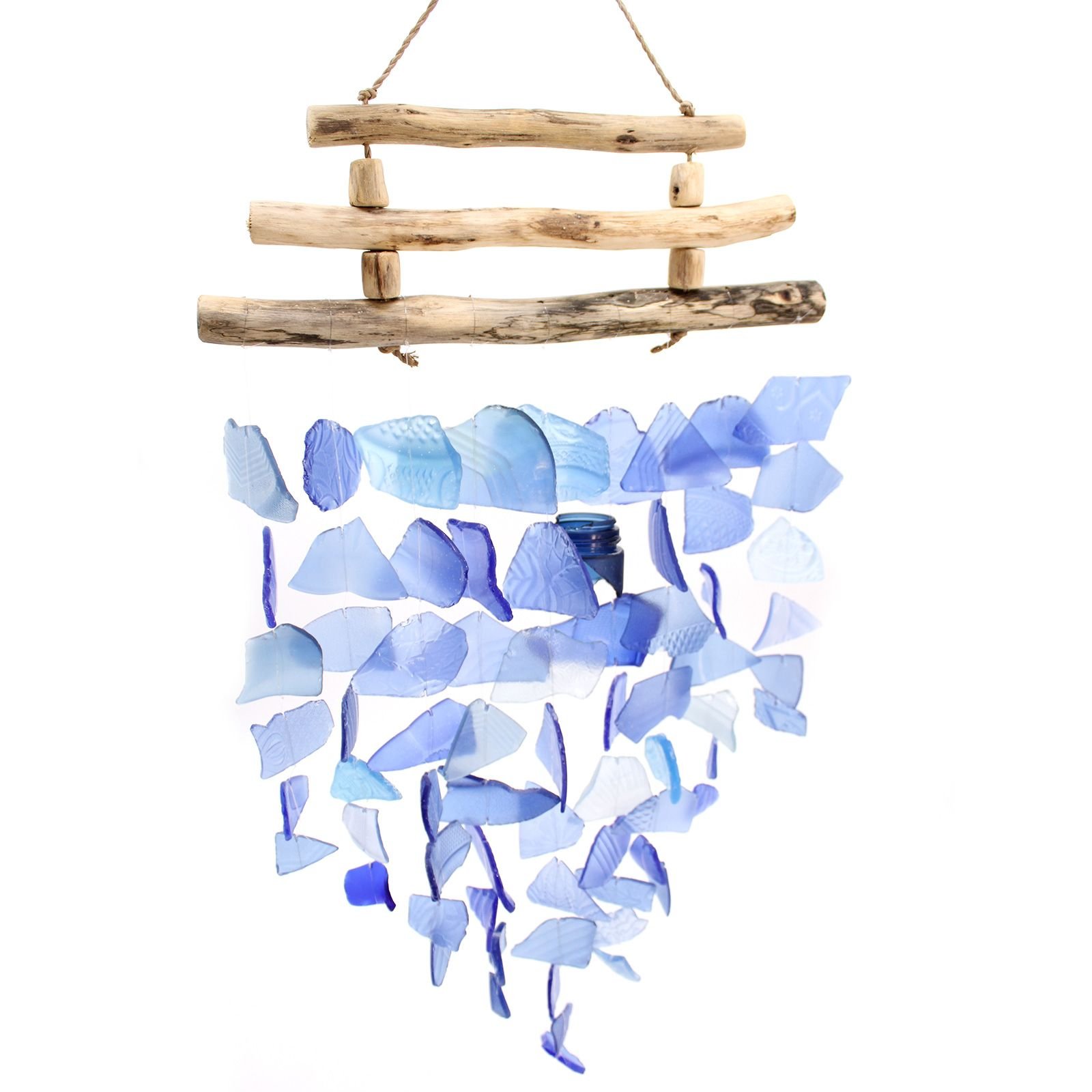 bG9jYWw6Ly9tZWRpYS85Ry9HRS82MFIzMEMxRzZSVDNHRTlHLzJhNTBlOGI1LmpwZWc.jpg Ancient Wisdom Blue Glass Three Stick Wind Chime - Image 1