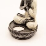 Ancient Wisdom Medium Bali Hand Painted Buddha Candle Holder - White - Image 5