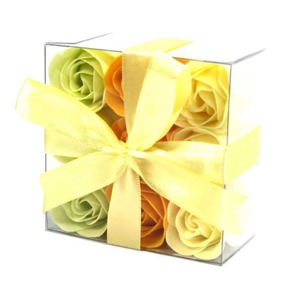 Ancient Wisdom Set of 9 Soap Flower Spring Roses Square Box