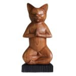 Ancient Wisdom Handcrafted Suar Wood Yoga Cat - Lotus