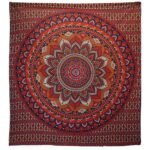 Ancient Wisdom Orange & Blue Double Cotton Bedspread + Wall Hanging – Classic Mandala