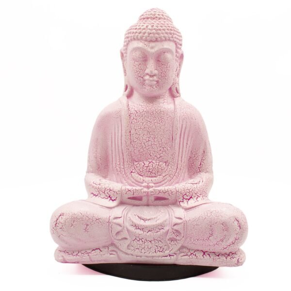 Ancient Wisdom Lavender Cherry Crackle Buddha Lamp – Oval Stand