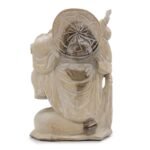 Ancient Wisdom 30cm Whitewash Suar Wood Happy Buddha Statue - Image 2