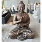 Ancient Wisdom Large Antique Gold Buddha Meditation In Stupa Statue - Image 2