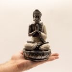 Ancient Wisdom Medium Bali Hand Painted Buddha Candle Holder - White - Image 2