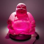 Ancient Wisdom Dragonfruit Laughing Buddha Lamp – Round Stand - Image 3