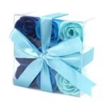 Ancient Wisdom Set of 9 Soap Flower Blue Wedding Roses Square Box