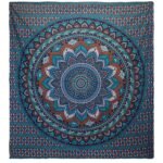 Ancient Wisdom Turquoise Double Cotton Bedspread + Wall Hanging - Classic Mandala